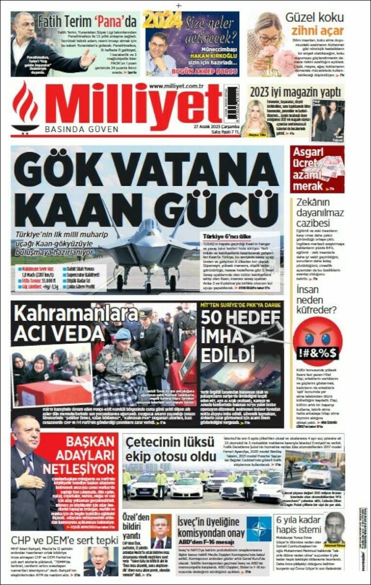 Portada de Milliyet (Turqu&iacute;a)