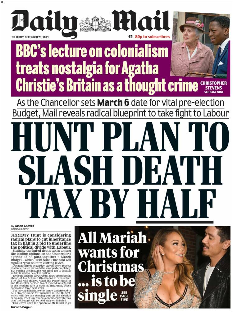 Portada de Daily Mail (Reino Unido)
