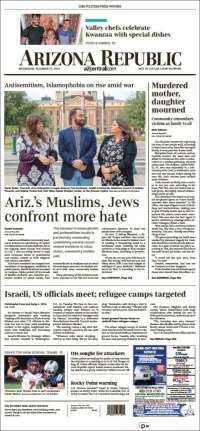 Portada de Arizona Republic News (USA)