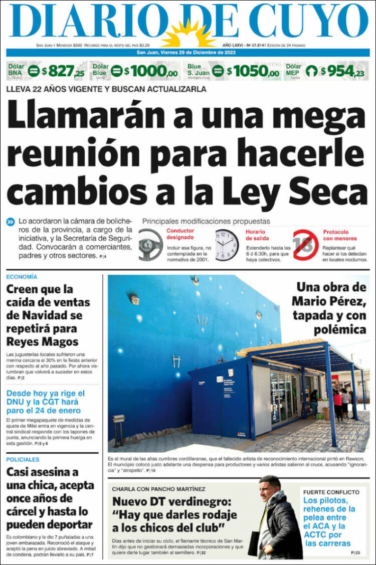 Portada de Diario de Cuyo (Argentina)