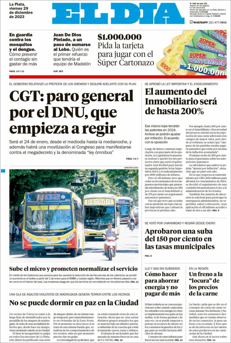 Portada de El Día de la Plata (Argentina)