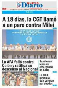 Portada de Nuevo Diario de Salta (Argentina)