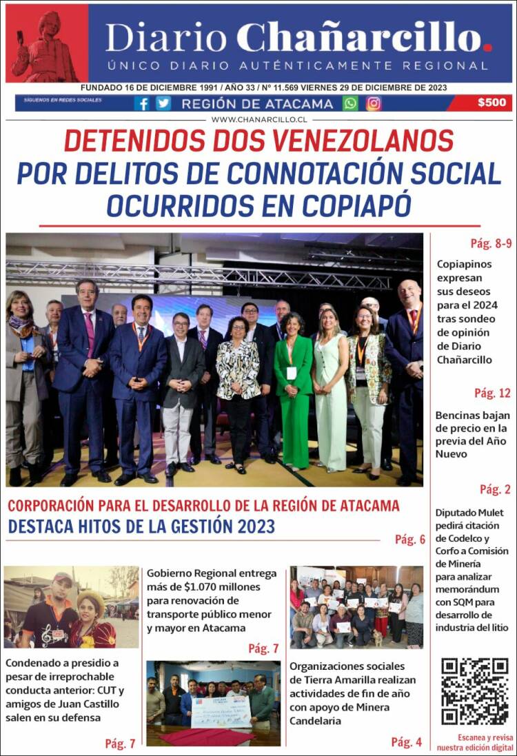 Portada de Diario Chañarcillo (Chile)