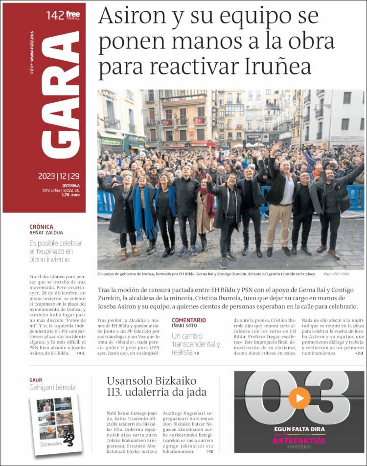 Portada de Gara (Spain)
