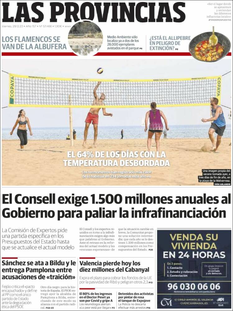 Portada de Las Provincias (España)