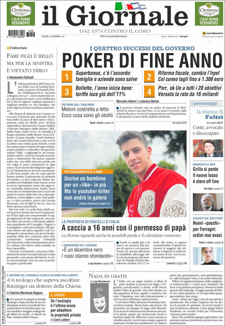 Portada de il Giornale (Italia)