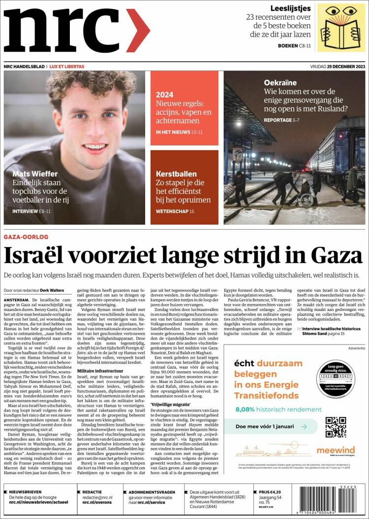 Portada de NRC Handelsblad (Pa&iacute;ses Bajos)