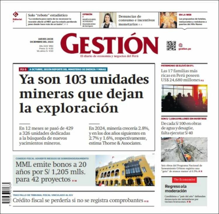 Portada de Diario Gestión (Per&uacute;)