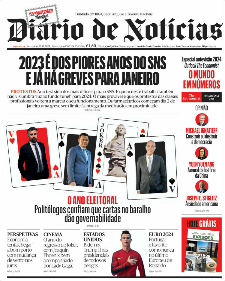 Portada de Diário de Noticias (Portugal)