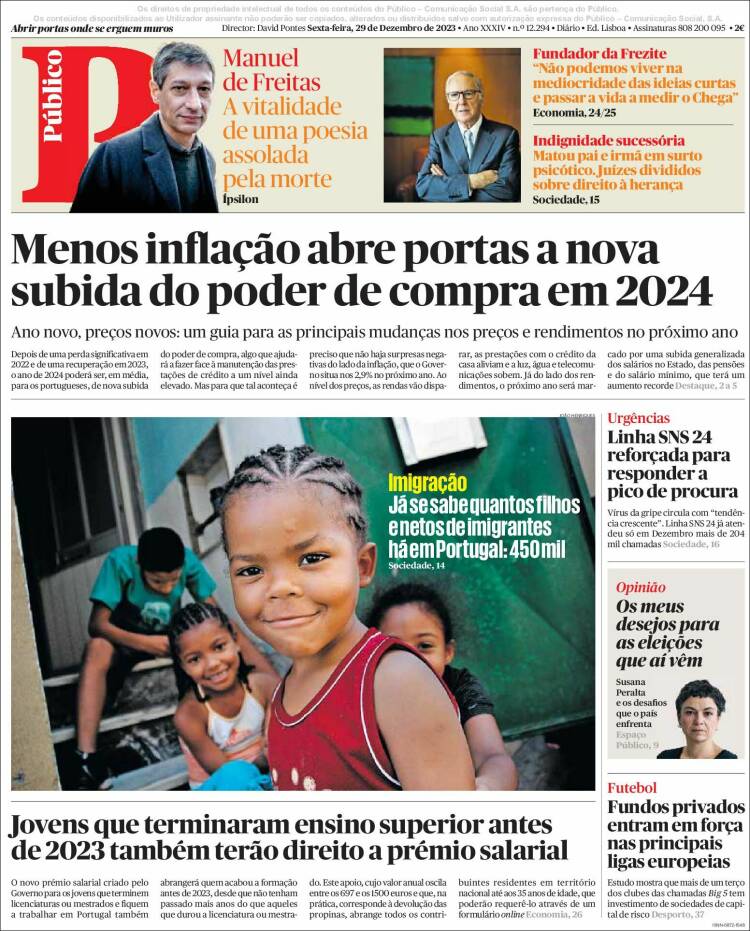 Portada de Público (Portugal)