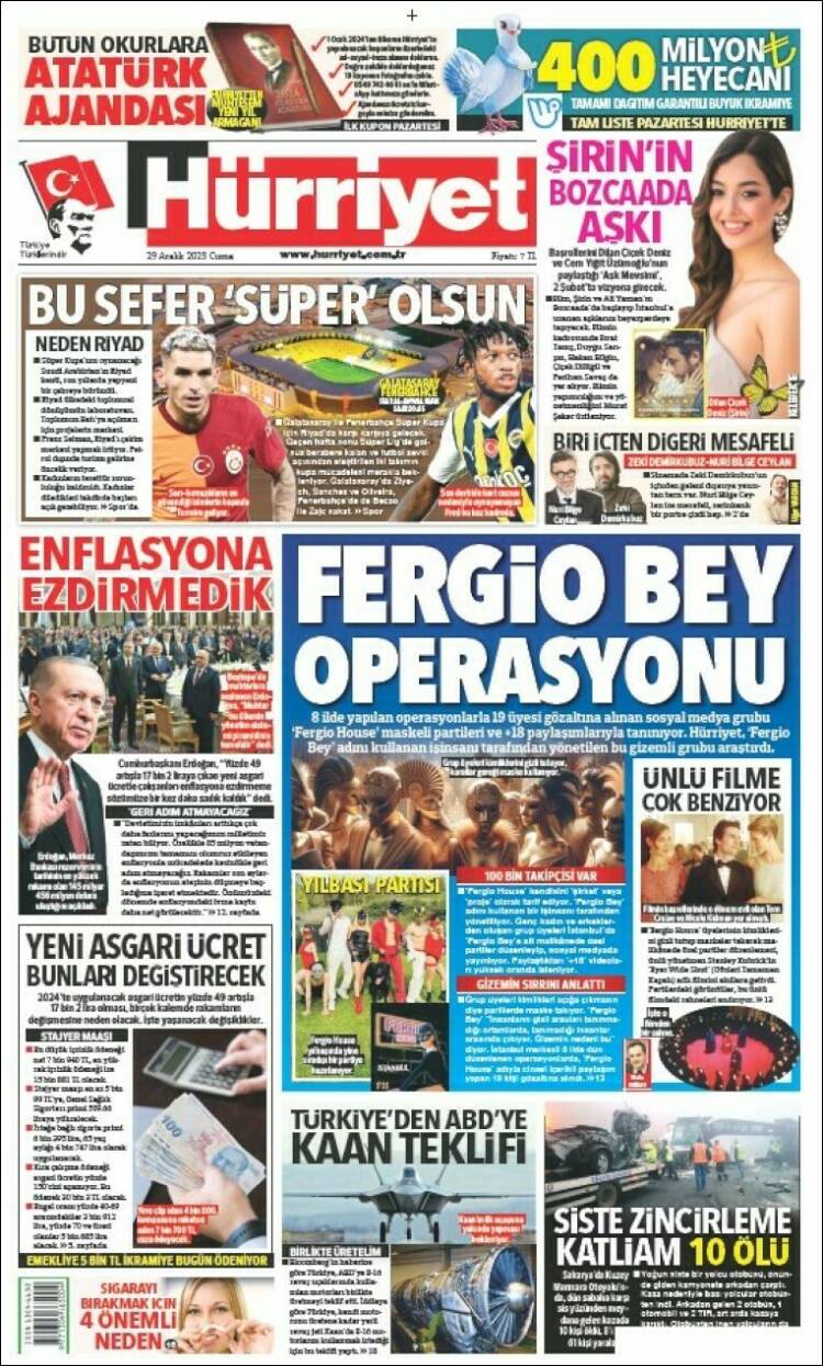 Portada de Hürriyet (Turqu&iacute;a)