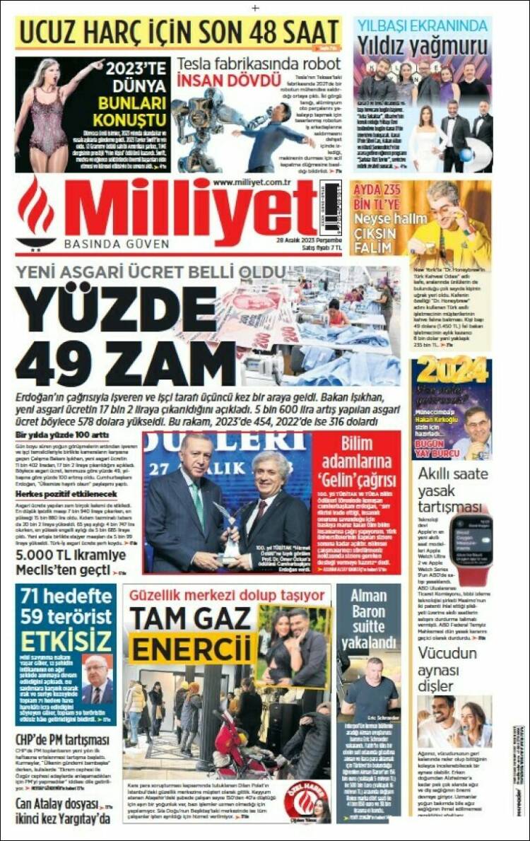 Portada de Milliyet (Turqu&iacute;a)