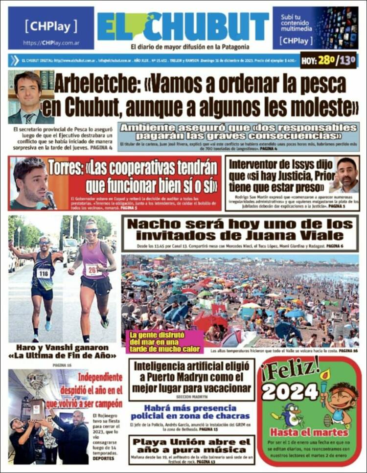 Portada de El Chubut (Argentina)