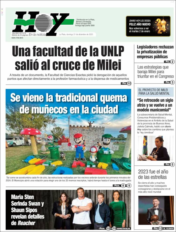 Portada de Diario Hoy (Argentina)