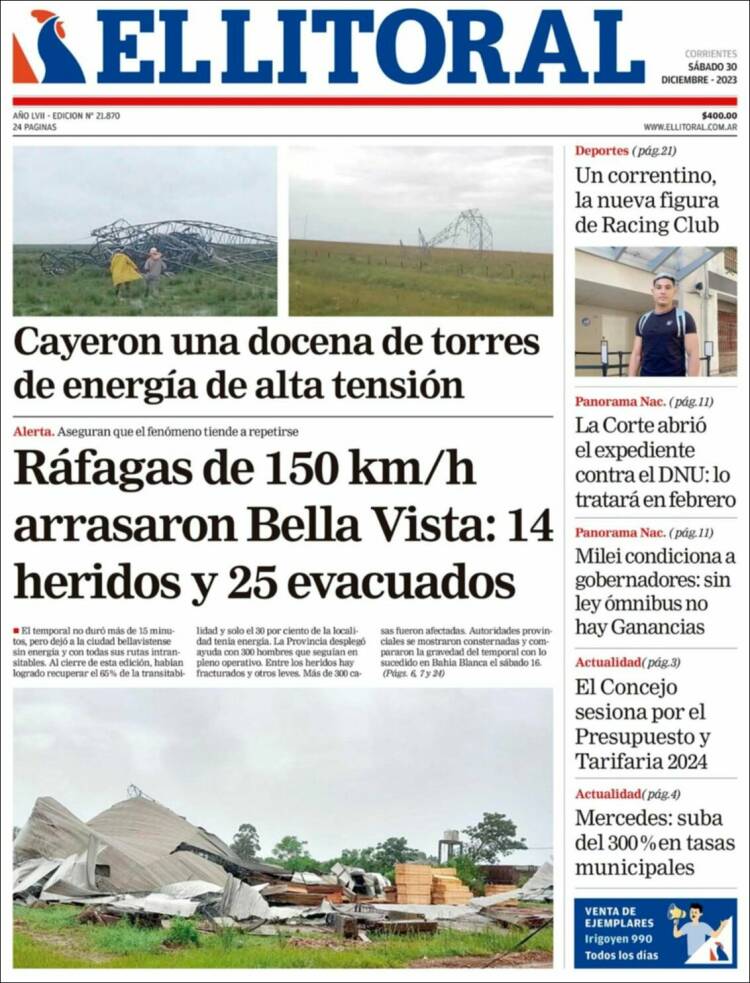 Portada de El Litoral Corrientes (Argentina)