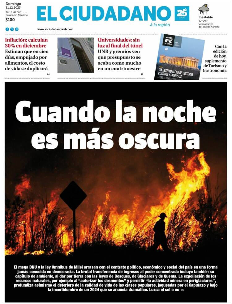 Portada de Diario El Ciudadano (Argentina)