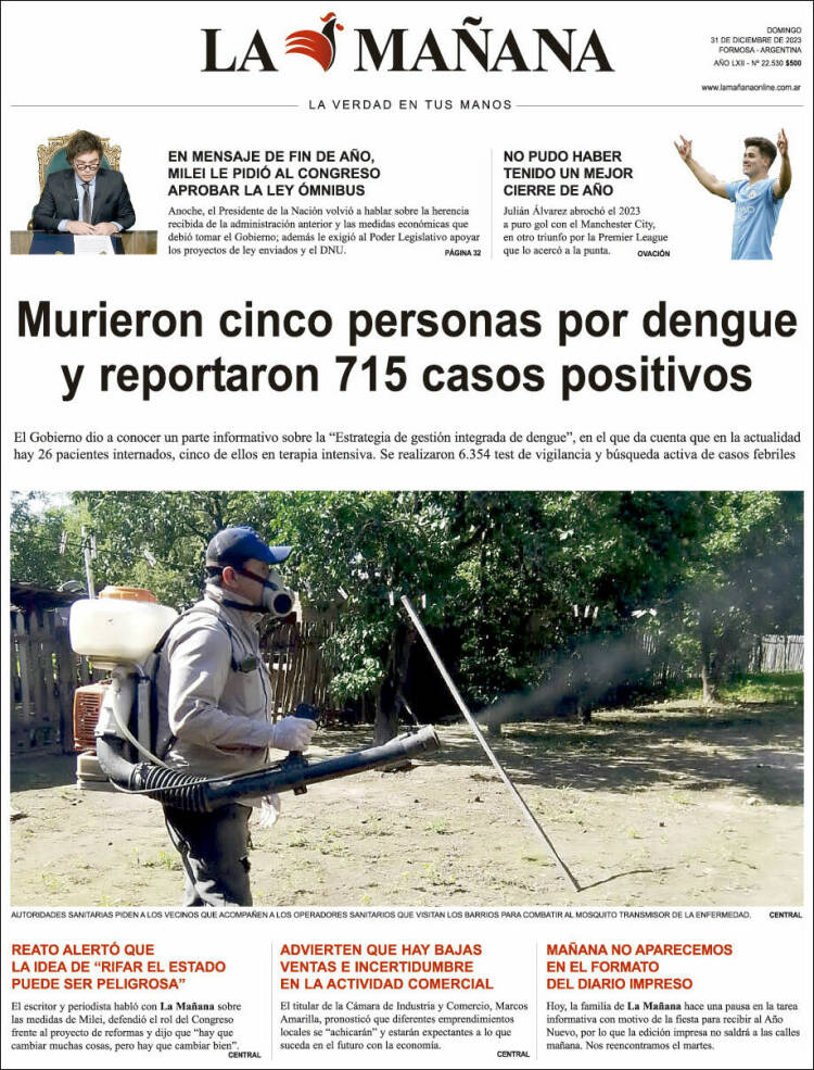 Portada de Diario La Mañana (Argentina)