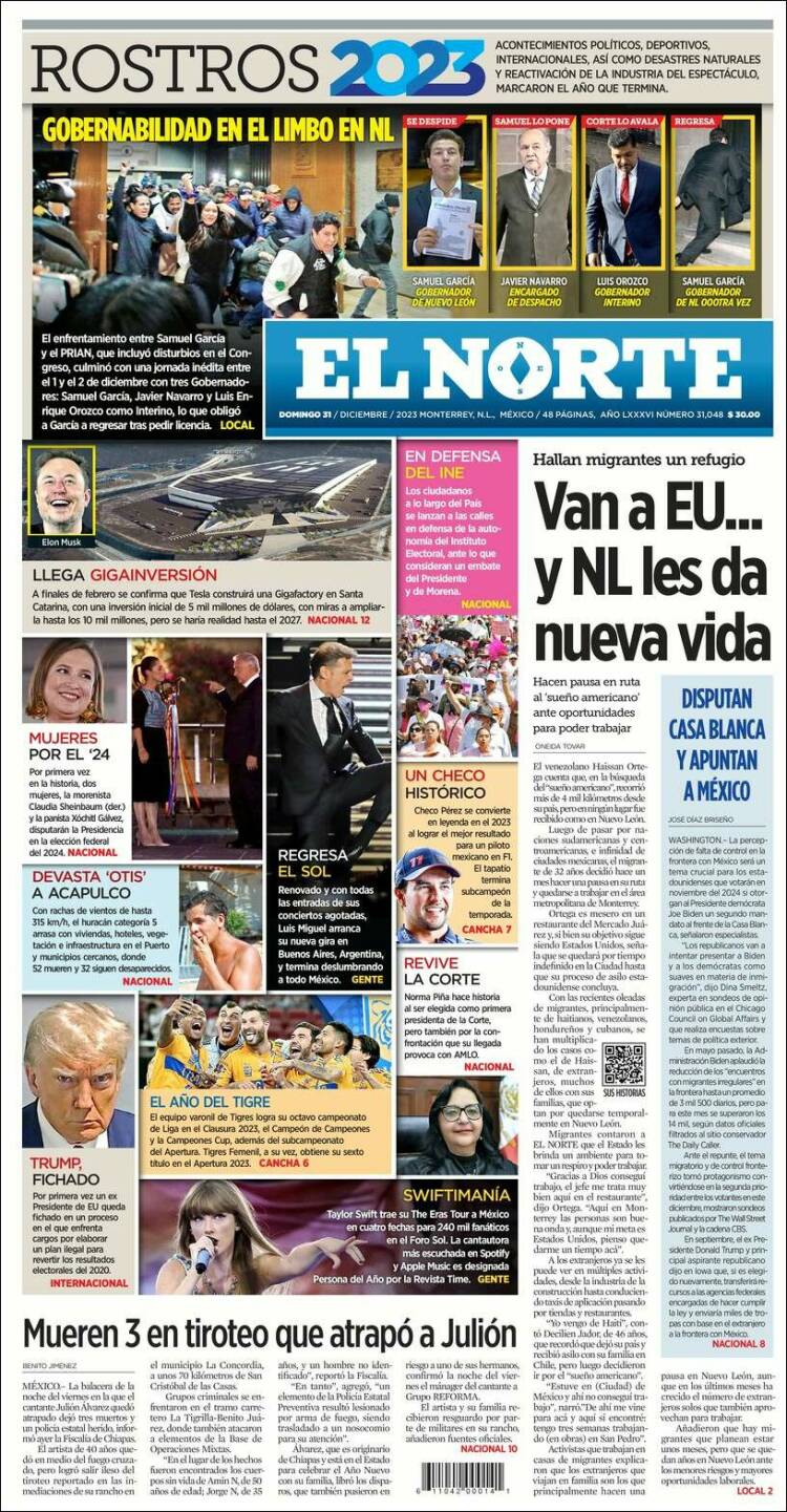 Portada de El Norte (M&eacute;xico)