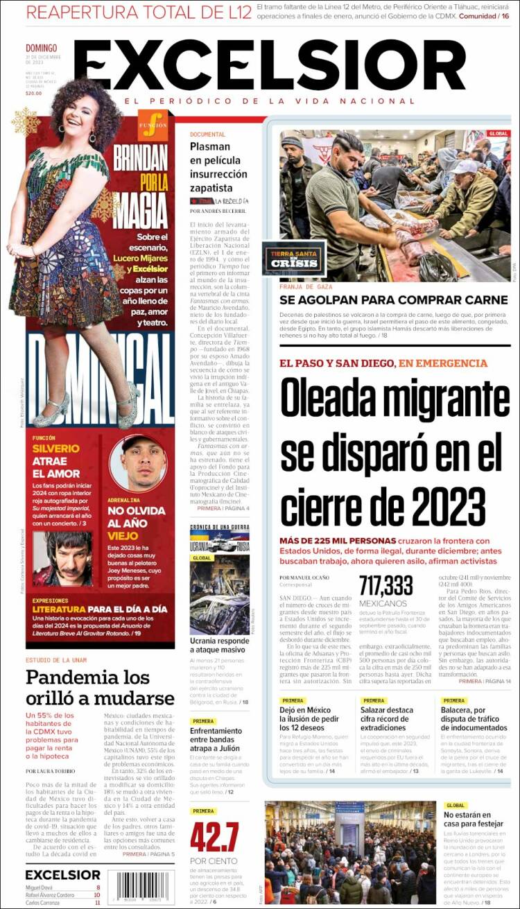 Portada de Excelsior (M&eacute;xico)
