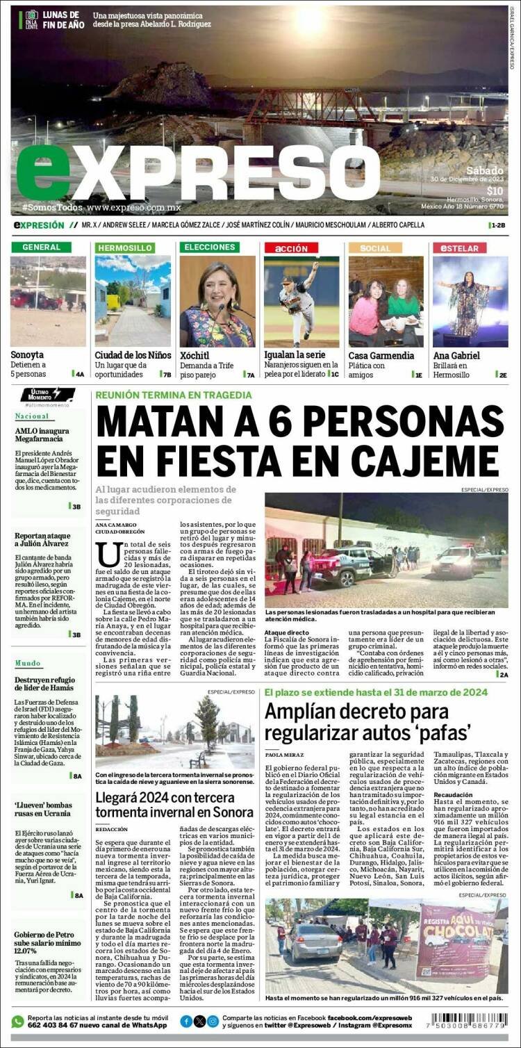 Portada de Expreso (M&eacute;xico)