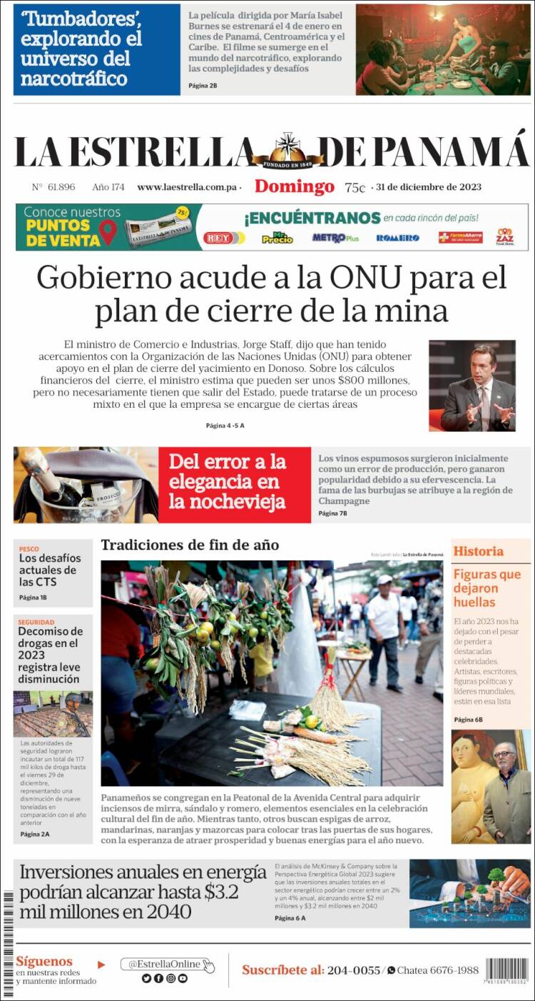 Portada de La Estrella de Panamá (Panam&aacute;)