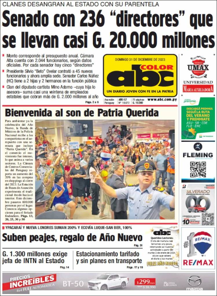 Portada de ABC Color (Paraguay)