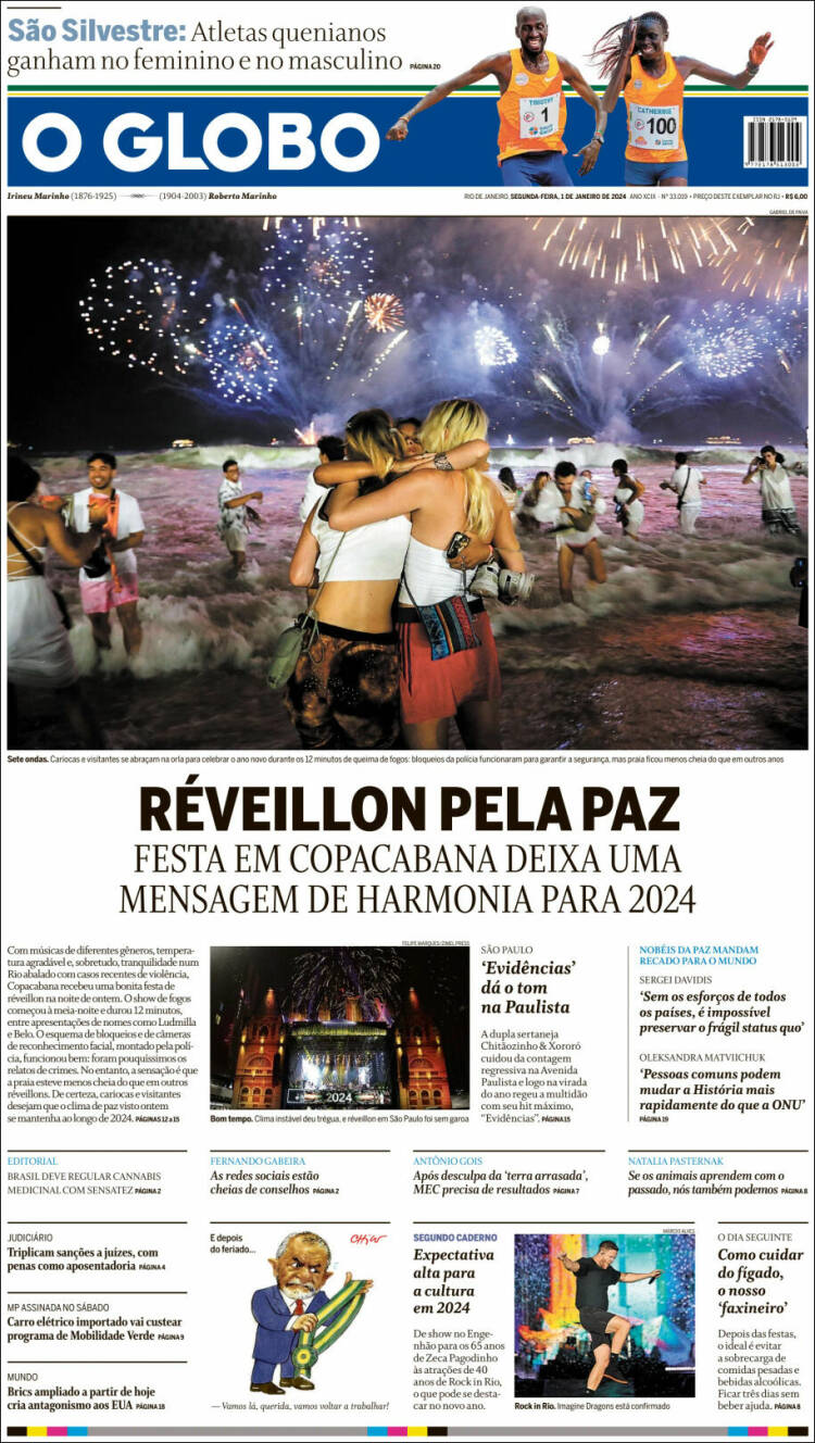 Portada de O Globo (Brasil)