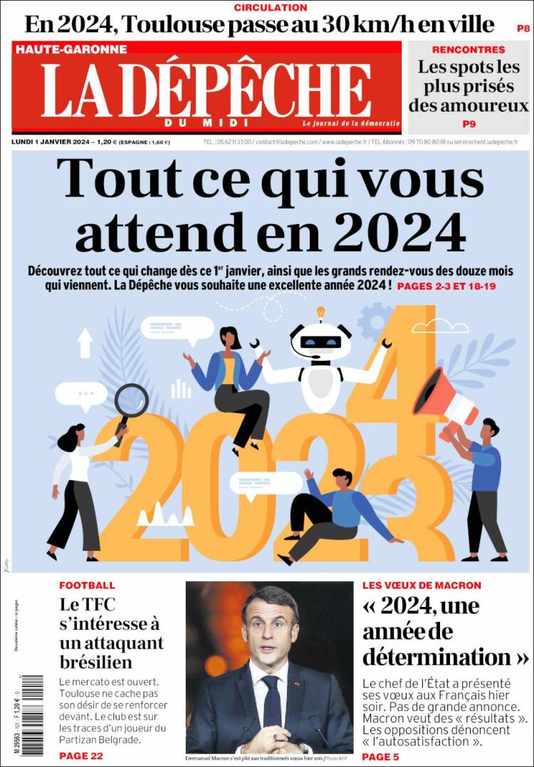 Portada de La Dépêche du Midi (Francia)