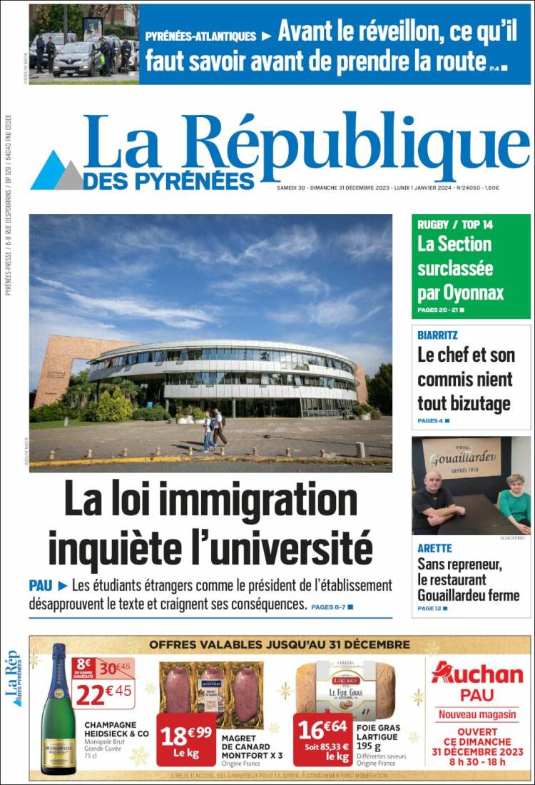 Portada de La République des Pyrénées (Francia)