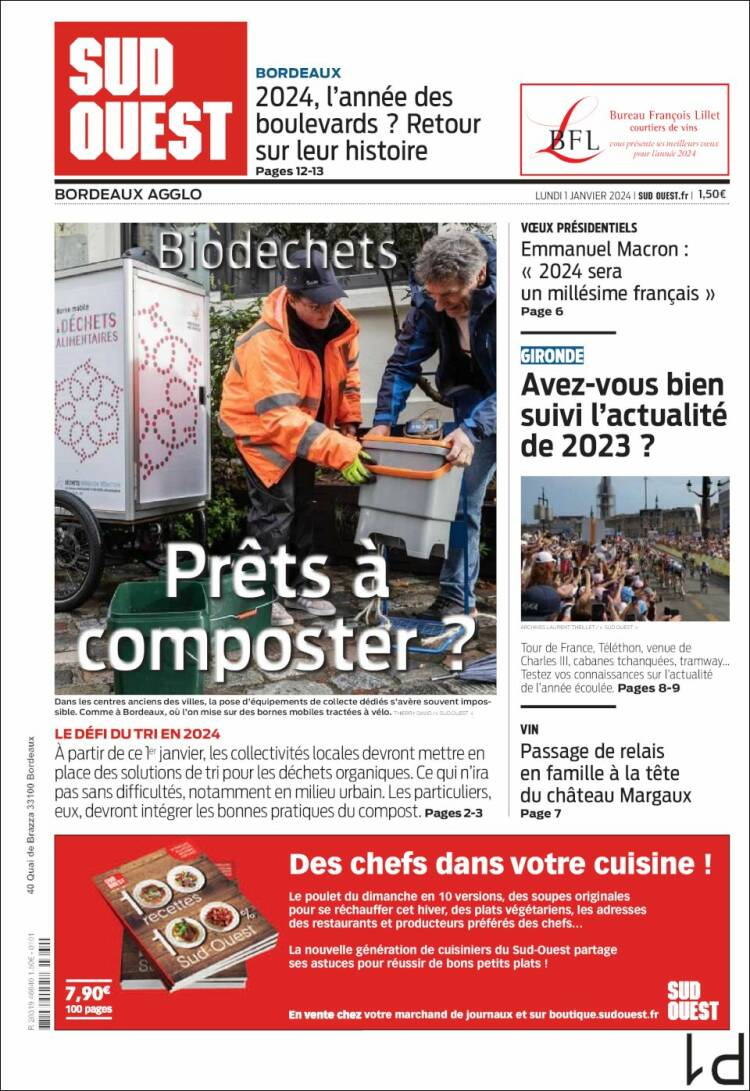 Portada de Sud Ouest (Francia)