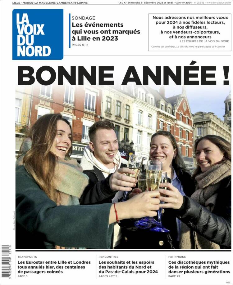 Portada de La Voix du Nord (Francia)