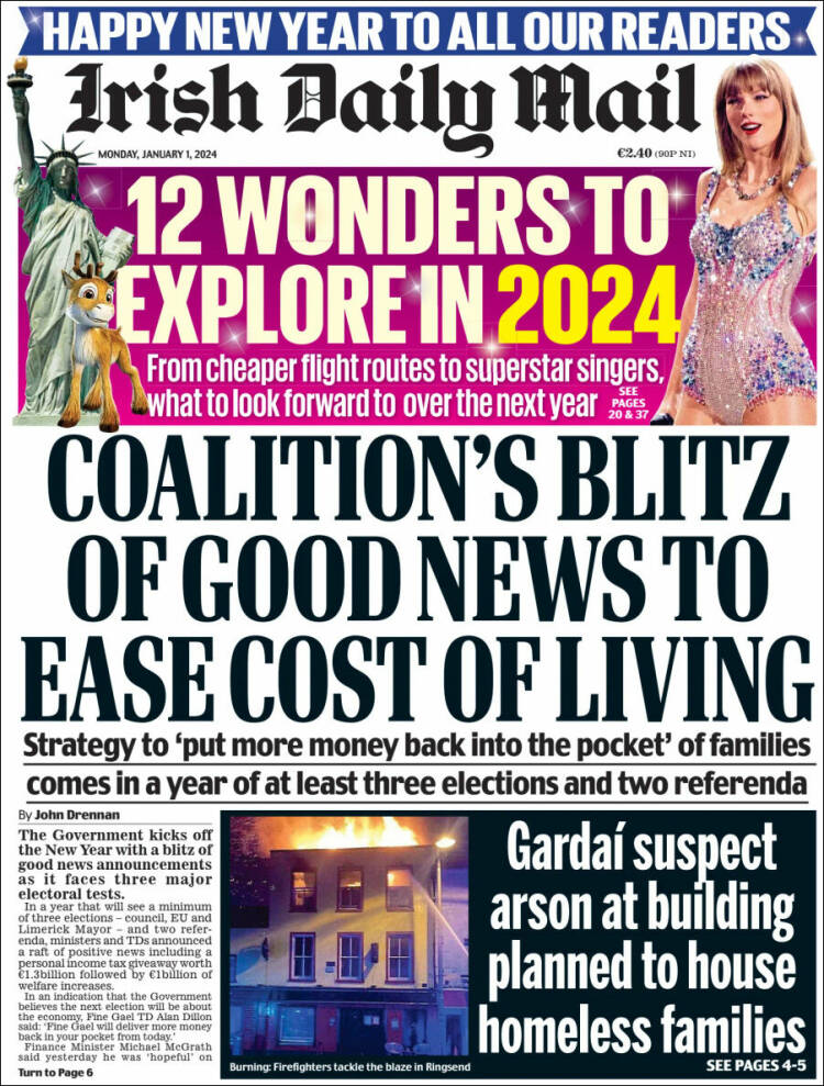 Portada de Irish Daily Mail (Irlanda)