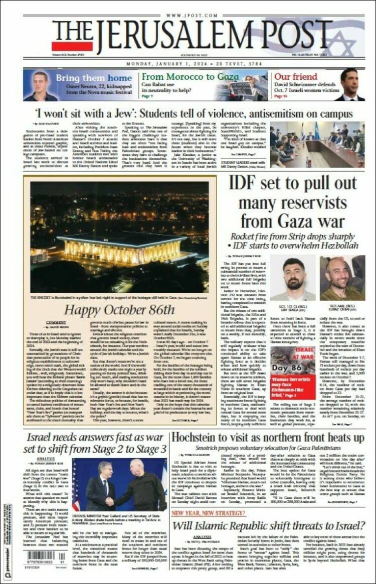 Portada de The Jerusalem Post (Israel)