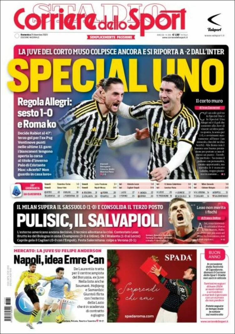 Portada de Corriere dello Sport (Italia)