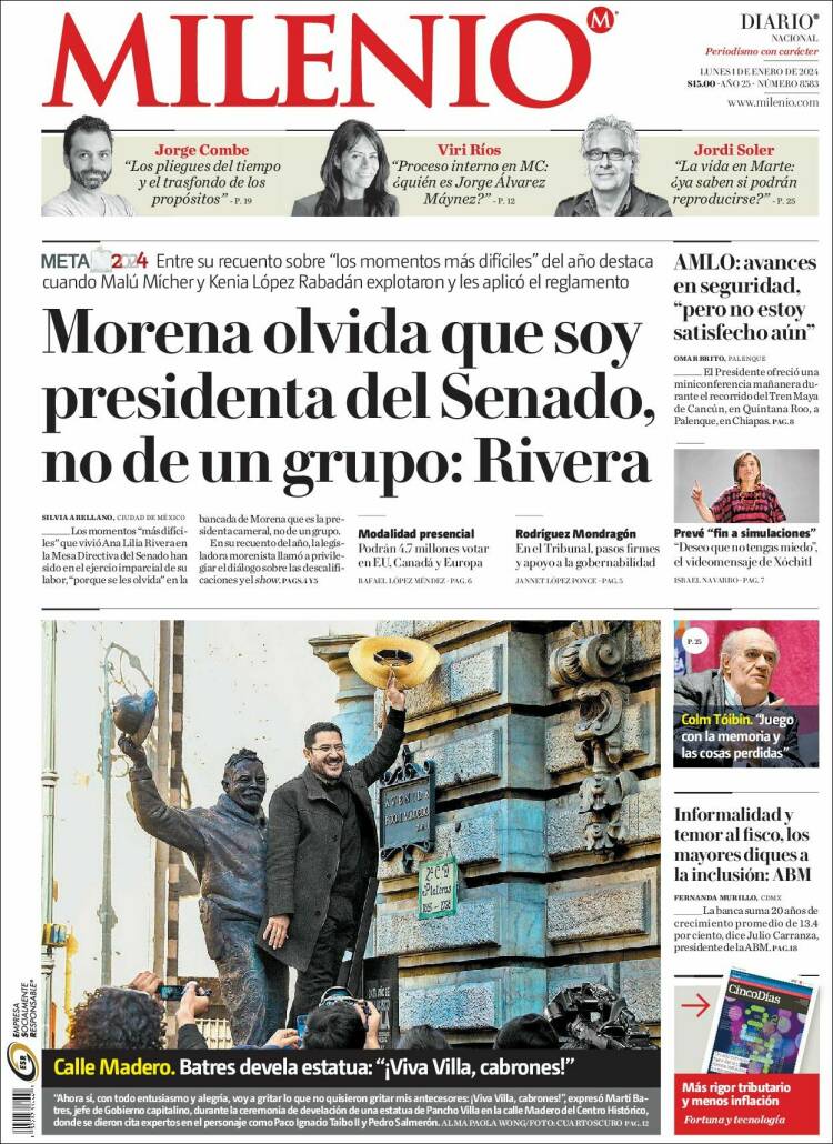 Portada de Milenio (M&eacute;xico)
