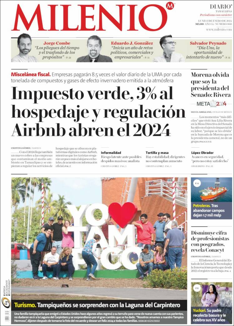 Portada de Milenio - Tamaulipas (M&eacute;xico)