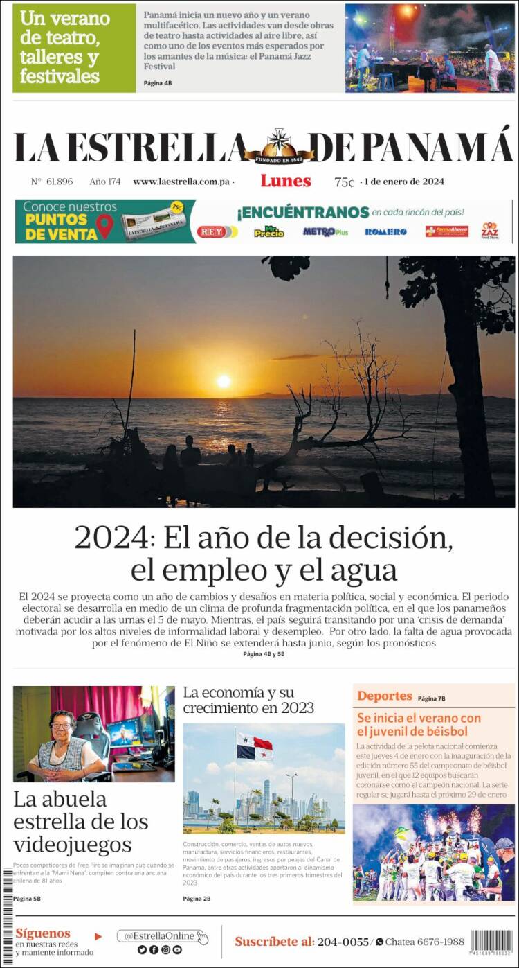 Portada de La Estrella de Panamá (Panam&aacute;)