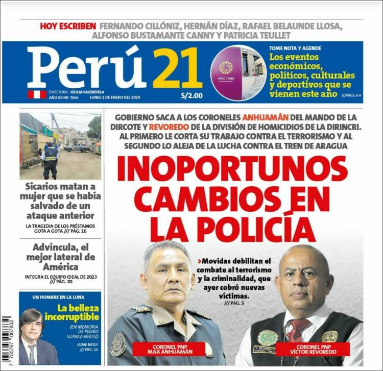 Portada de Perú 21 (Per&uacute;)