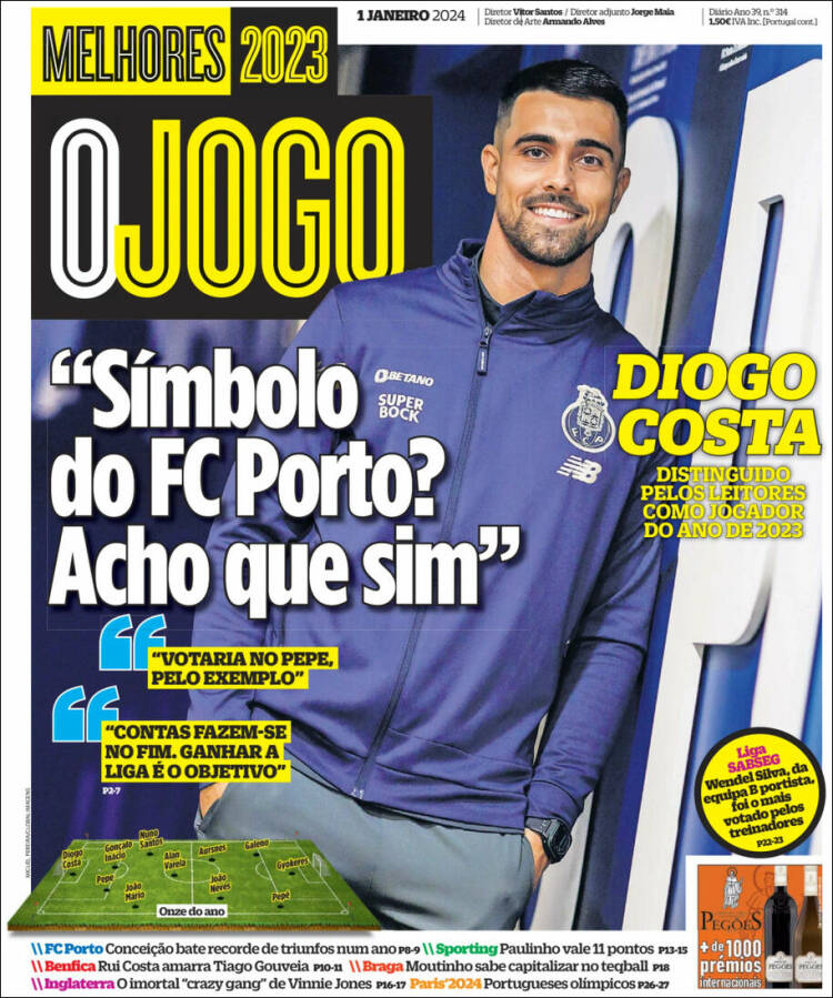 Portada de O Jogo (Portugal)