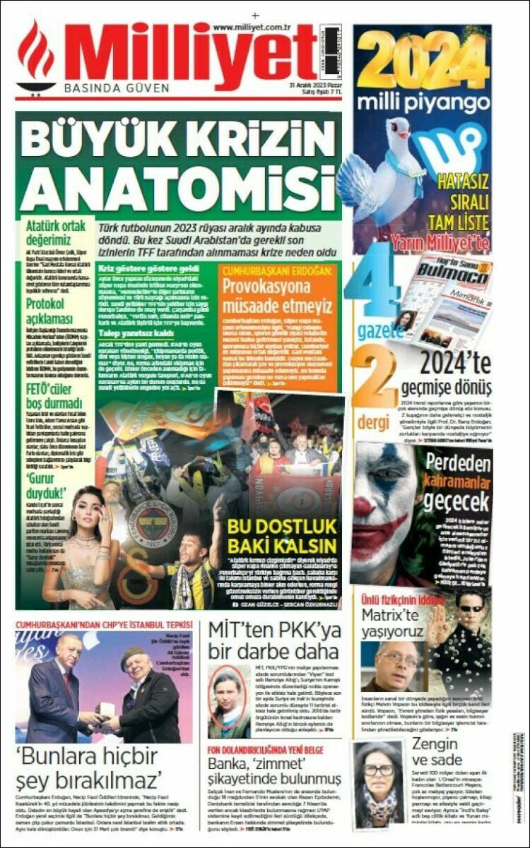 Portada de Milliyet (Turqu&iacute;a)