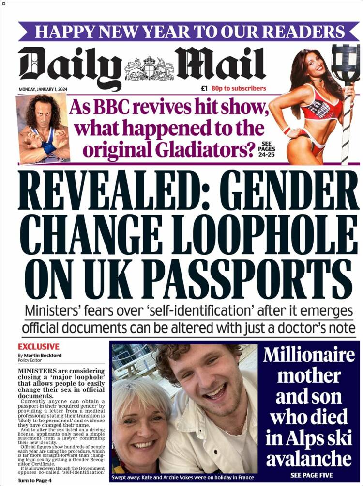 Portada de Daily Mail (Reino Unido)