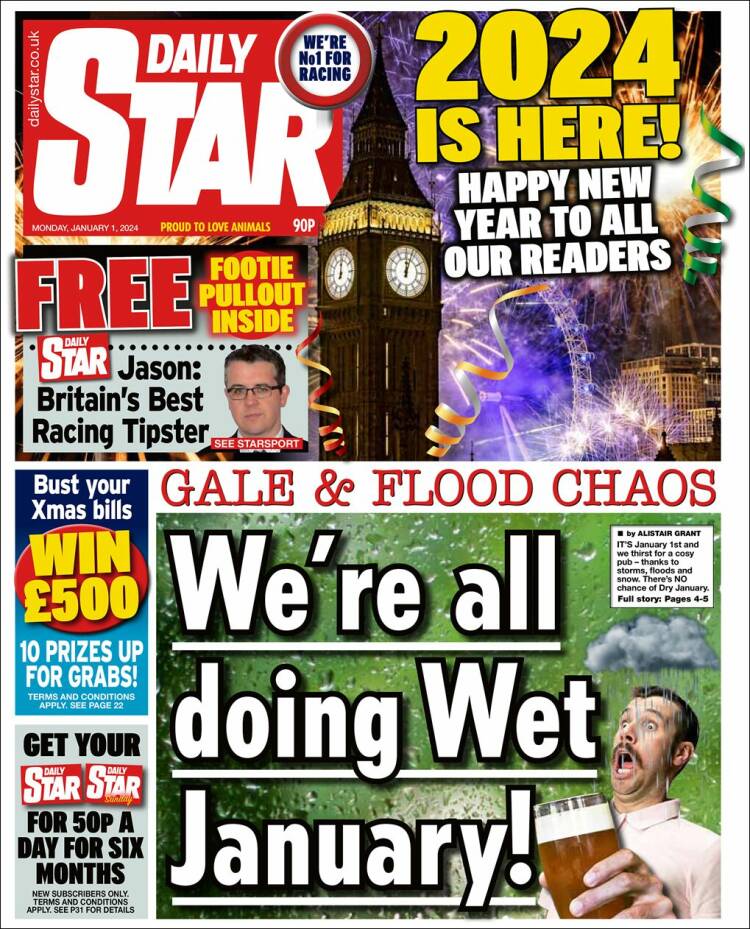 Portada de Daily Star (Reino Unido)