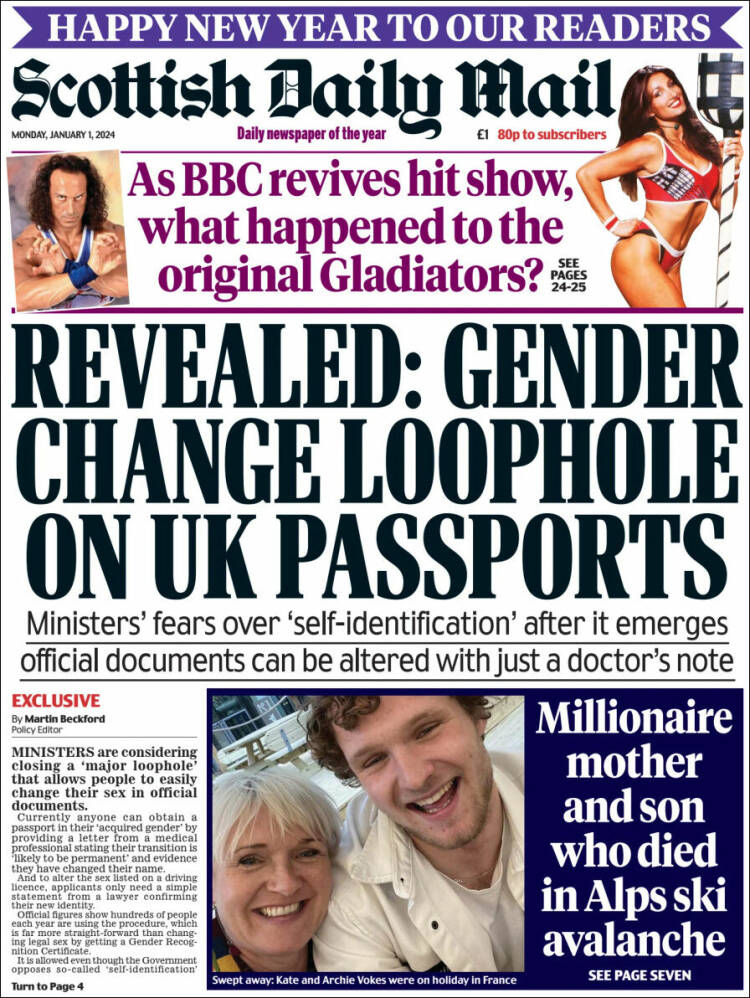 Portada de Scottish Daily Mail (Reino Unido)