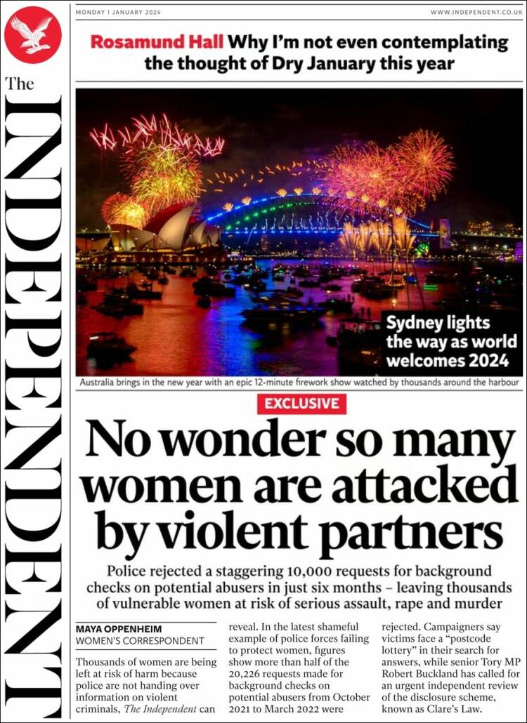 Portada de The Independent (Reino Unido)