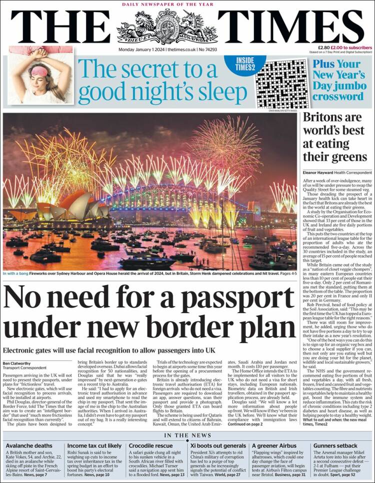 Portada de The Times (Reino Unido)
