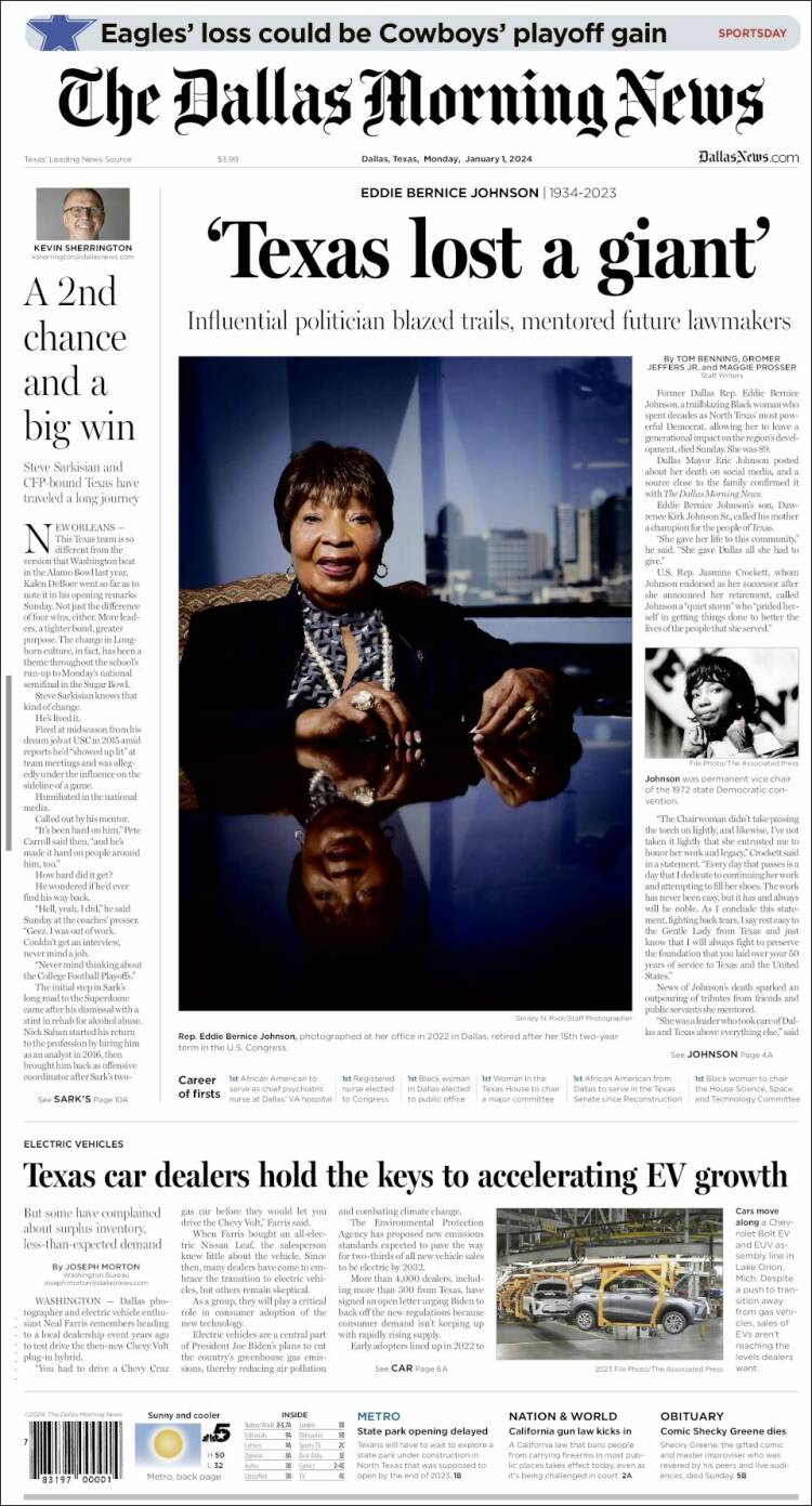 Portada de Dallas Morning News (USA)