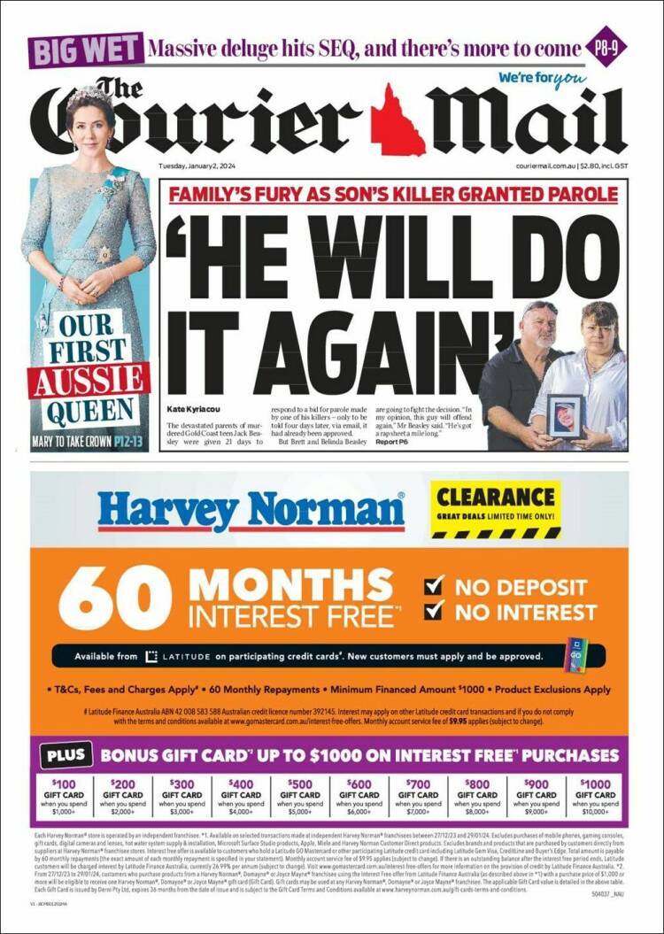 Portada de The Courier-Mail (Australia)