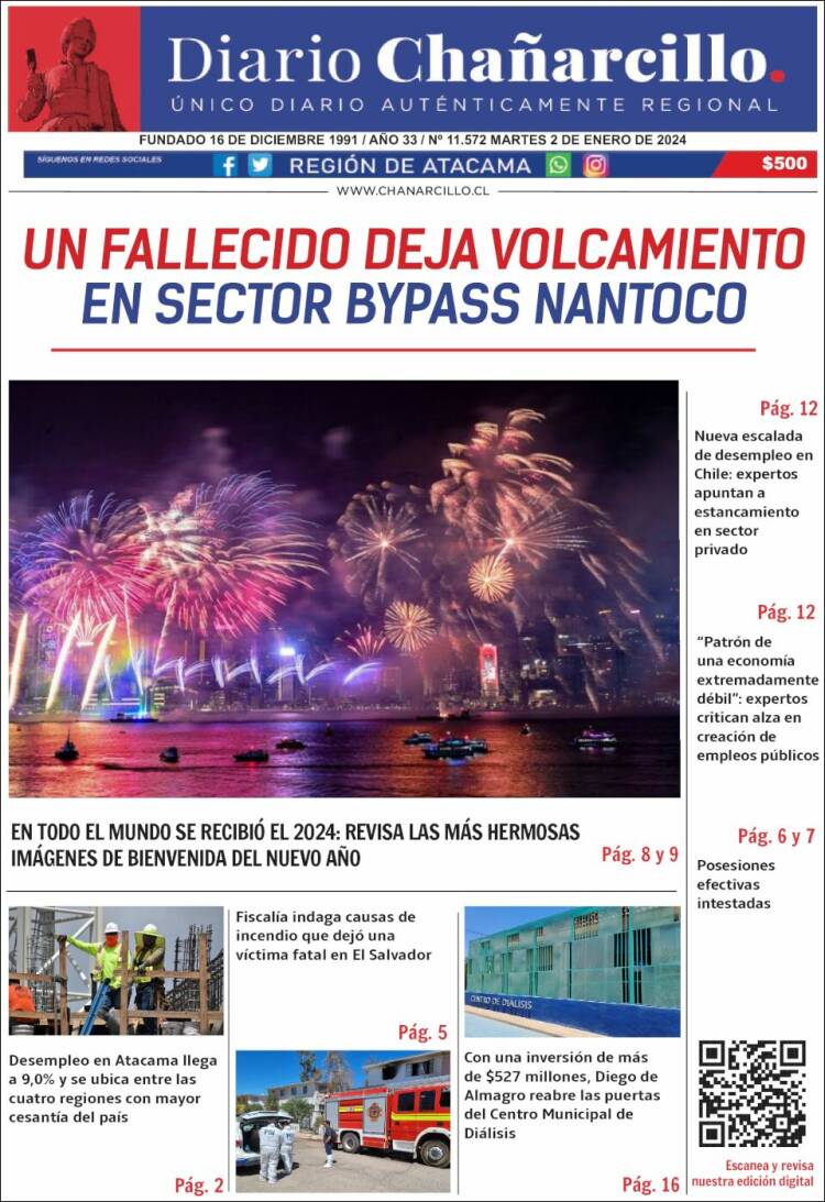 Portada de Diario Chañarcillo (Chile)