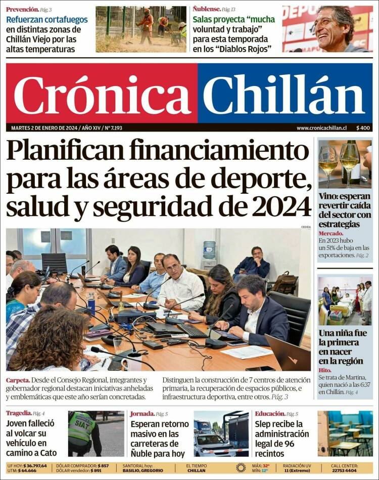 Portada de Crónica Chillán (Chile)