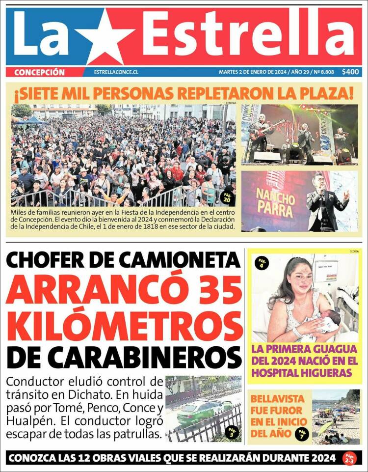 Portada de La Estrella de Concepción (Chile)
